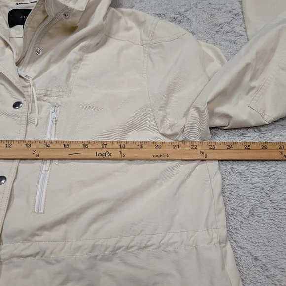 J. Crew Jacket Womens L White Cream Relaxed Perfect Lightweight Hooded Rain - Picture 6 of 10